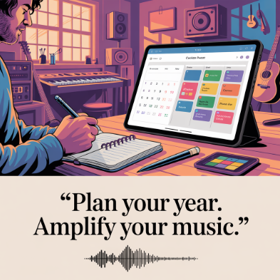 Yearly content calendar for music promotion